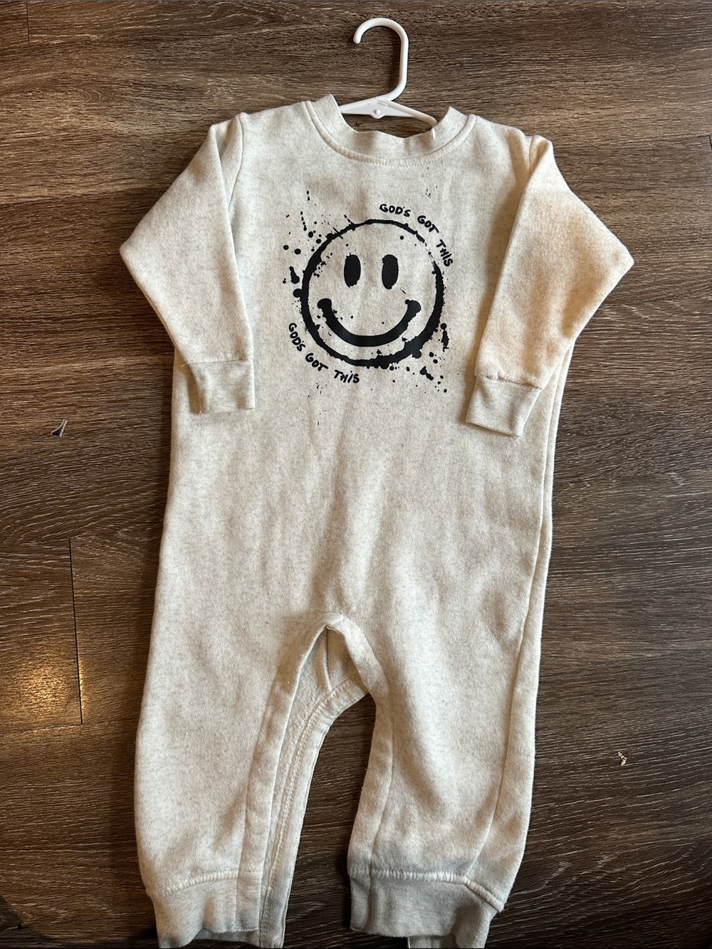 Neutral Smiley One-Piece Romper - 'God's Got This'